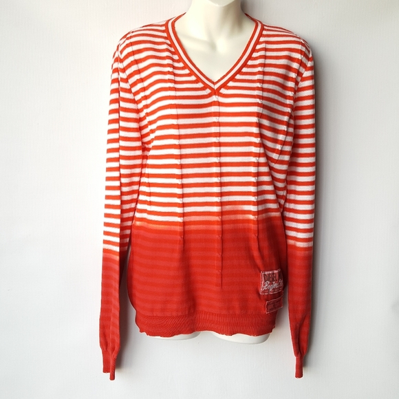 DIESEL Sweater V-Neck Distressed 100%Cotton Size M - Picture 8 of 8